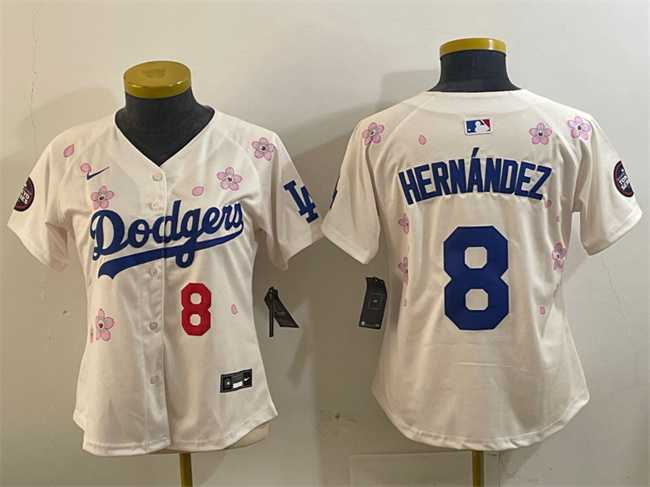 Women%27s Los Angeles Dodgers #8 Enrique Hernandez Cream 2025 Tokyo Series Limited Stitched Jersey